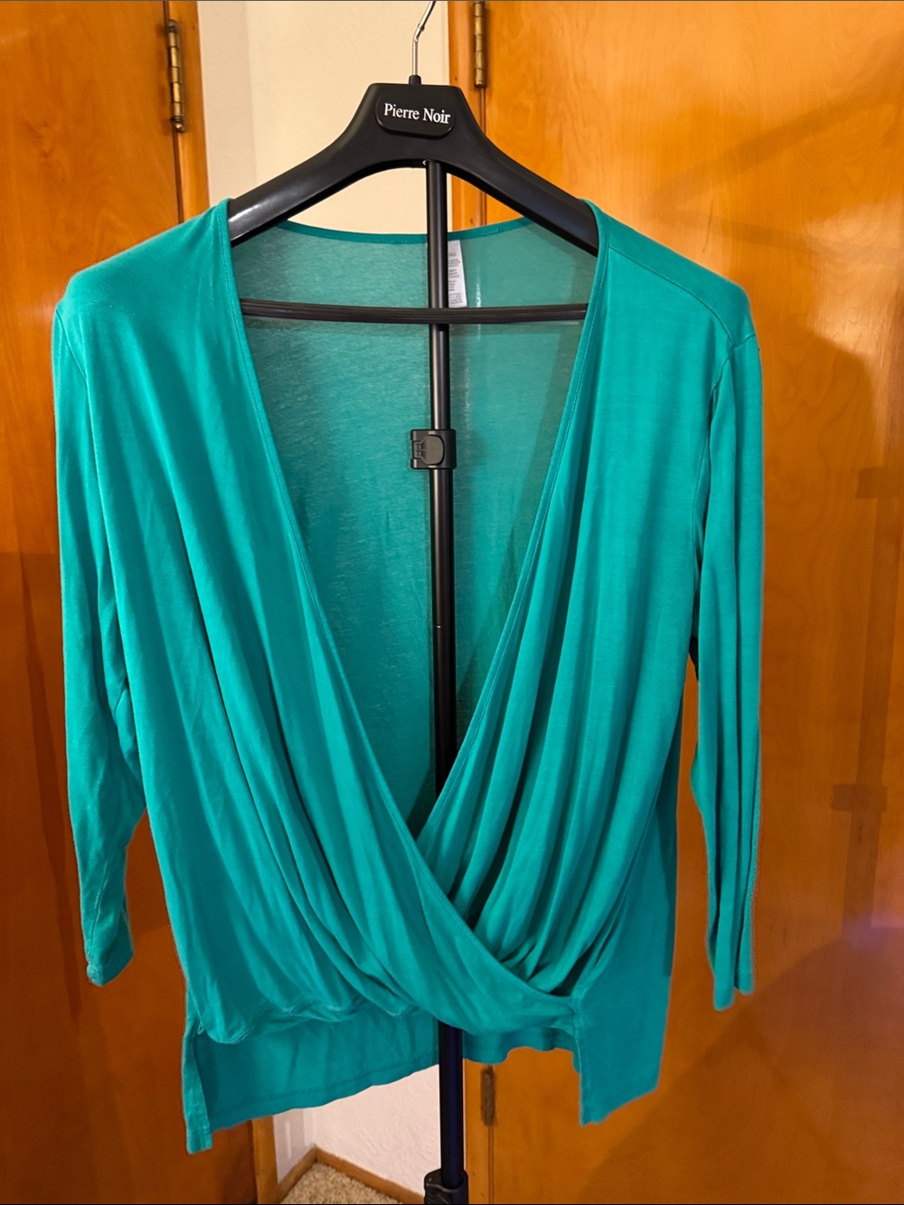 Teal Draped V-Neck Women’s Dress
